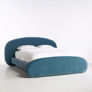 Italian Simple Villa Fabric Velvet Bedroom Double Bed Home Hotel Customized 1.8/2.0 Queen King Size Soft Backrest Bed <strong>Furniture</strong> - Product Image 5