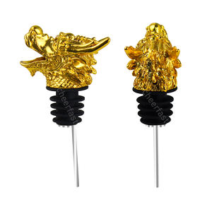 シリコンゴム継手付きステンレス鋼オリーブオイル注ぎ口ストッパーゴールドカラー金属ドラゴンヘッド型工場卸売 - Product Image 3