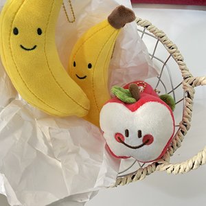 Porte-clés en peluche mignons de 4 pouces en forme de pomme et de banane, breloques en peluche en gros, porte-clés en peluche en vrac - Product Image 3