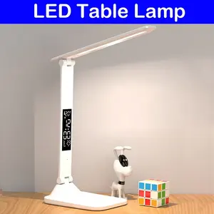 Rechargeable 180 <b>Rotating</b> LED Clock <b>Desk</b> Lamp Dimmable and Night Light Eye Protection Foldable and New USB Made of Plastic - Product Image 4