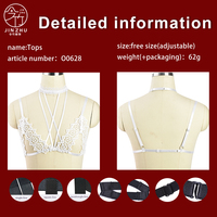 Harness Tubuh Wanita dengan Aplikasi Bunga 3D Hitam, Tali Lebar, dan Tali Pengikat yang Dapat Disesuaikan untuk Festival dan Klub Malam.