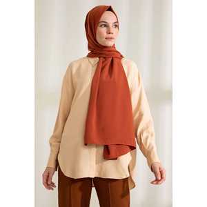 ผ้าคลุมไหล่ไหมเมดินา สีซินนามอน ผ้าพันคอยาวสำหรับผู้หญิง เครื่องประดับศีรษะสุดหรู แฟชั่นอุปกรณ์เสริม - Product Image 3