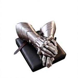 Guantes de Acero Medievales Plateados, Armadura Personalizada, Protector de Brazo de Caballero, Estilo Antiguo, Técnica de Fundición - Product Image 2