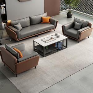 Canapé de bureau Saint-Lee en cuir, éponge haute densité, mobilier durable pour réception et réunions - Product Image 1