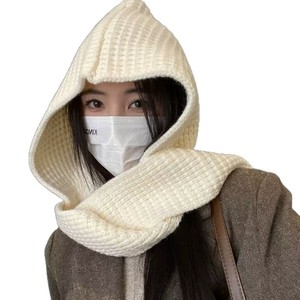 Ensemble châle et écharpe à capuche Xi Boyu, tricoté couleur café, chaud pour l'automne et l'hiver - Product Image 4