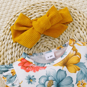 Conjunto de Falda y Mono Floral para Bebé Niña, Traje de Otoño de Manga Larga para Niña Pequeña, Vestido con Tirantes de Pana y Diadema - Product Image 3