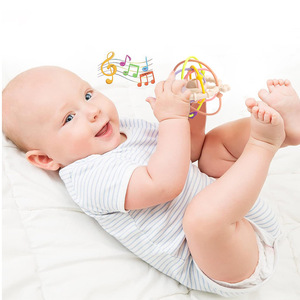 Nouvelle hochette en silicone pour enfants <span class=keywords><strong>Manhattan</strong></span> avec gel apaisant pour les dents, beige/jaune/vert, pour bébé - Product Image 3