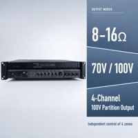 Amplificateur de puissance pour sonorisation 4 zones 70V 100V à montage en rack, 120W à 650W, entrées USB MP3 et double microphone