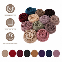 Écharpe légère et fine en jersey de polyester extensible, texture froissée, couleur unie, longue, ethnique, multifonctionnelle, respirante, hijab