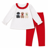 Puresun – ensemble de vêtements pour bébés filles, pyjama en coton avec col à volants, haut à pois, pantalon rouge, ensemble de vêtements pour enfants