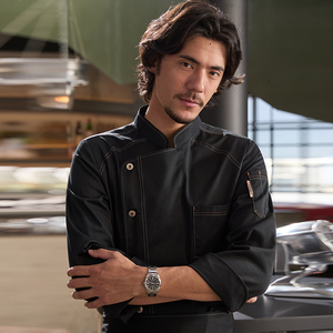 Vêtements <span class=keywords><strong>de</strong></span> travail en denim à manches longues pour hommes YUZI pour l'automne et l'hiver, pour restaurant, bar, boulangerie, pâtisserie - Product Image 3
