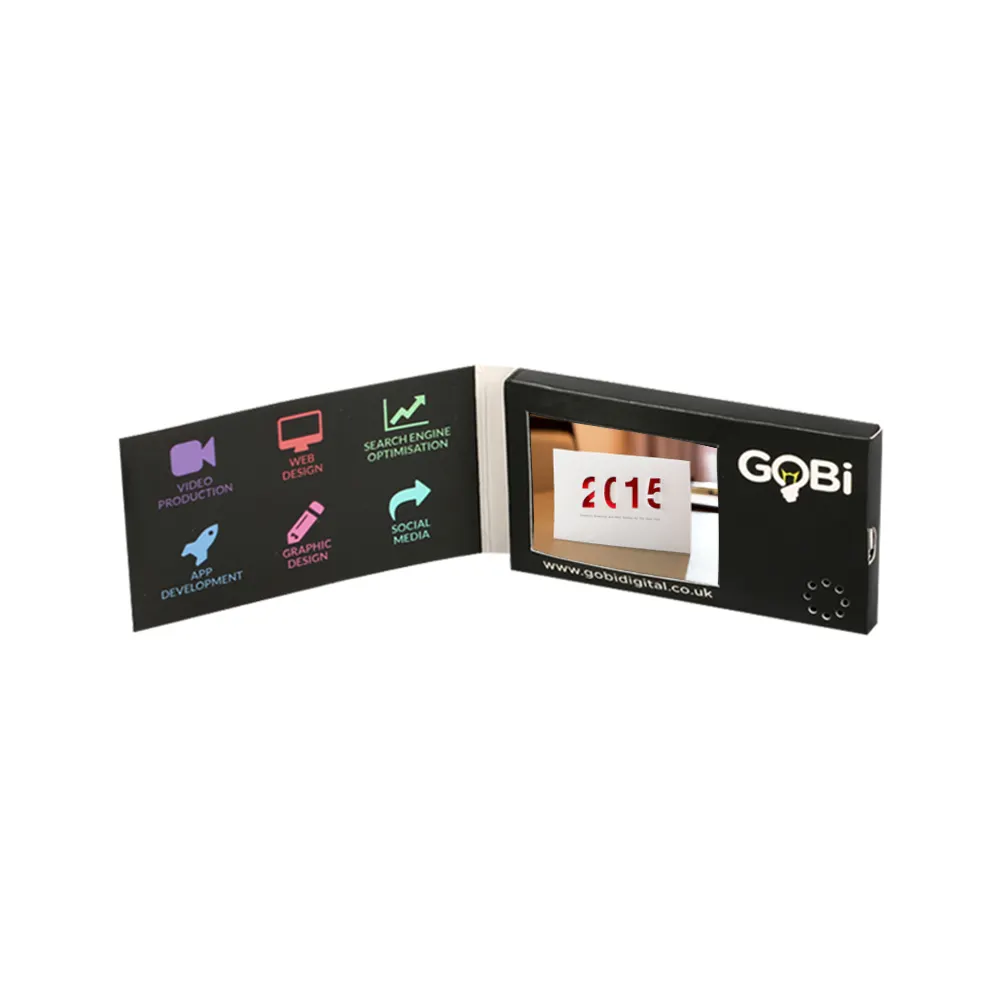 2.4 inç yüksek çözünürlüklü lcd video broşür kartı, akrilik dijital video düğün davetiye led ışık ekran kartı
