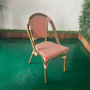 Sillas de ratán de estilo francés baratas, silla de bistró de ratán de aluminio de Color blanco y negro y mesas de exterior a la venta - Product Image 3