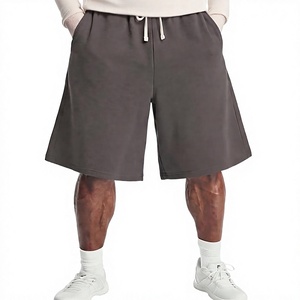 Shorts Bermuda Sportifs en Coton Uni Écologique pour Hommes, Taille Mi-Haute avec Cordon de Serrage, Tissu Tricoté Respirant Décontracté - Product Image 1