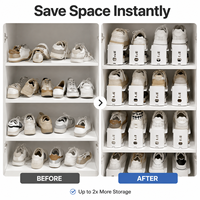 Organisateur de chaussures réglable à 3 niveaux, économiseur d'espace, empileur de chaussures en plastique pour ballerines, baskets, bottes, placard, armoire, rangement domestique