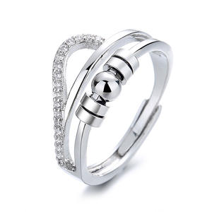 Anillo Ajustable de Doble Capa con Cuentas Giratorias de Estilo Hip Hop, Alivia la Presión y la Ansiedad, para Hombre y Mujer - Product Image 5