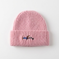 Bonnet en laine mérinos brodé sur mesure, bonnet d'hiver chaud en cachemire à revers, bonnet ajusté pour adultes, vente en gros