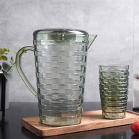 Carafe à eau sans BPA de 64 onces, transparente, en plastique, avec couvercle et gobelets