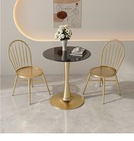 Ensemble de chaises de salle à manger en métal noir moderne et table ronde à base de tulipe pour café