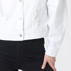 OEM <strong>Women</strong> <strong>White</strong> Customizable <strong>Jean</strong> Jacket Female Oversize Drop Shoulder Short Fashion Denim Jaket - Product Image 5