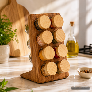 Ensemble de pots à épices en verre, 8 pièces, support ABS, grain de bois, contenants de rangement de cuisine avec couvercles, étanches, qualité alimentaire, MOQ 16 - Product Image 2
