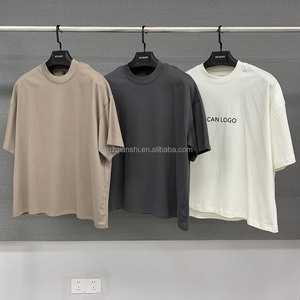 เสื้อยืดคุณภาพสูง 240 แกรม พิมพ์ลายสกรีนตามสั่ง เสื้อยืดทรงบ็อกซี่แบบครอปสำหรับผู้ชาย เสื้อยืดโอเวอร์ไซส์ผ้าฝ้ายหนาน้ำหนักมากสำหรับผู้ชาย - Product Image 1