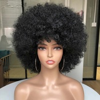 Nouvelle perruque afro kinky brésilienne Remy sans colle, courte avec frange, prix de gros usine pour femmes noires