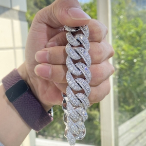 Custom 20MM 10K Real Gold Lab Diamond Cuban Link <b>Chain</b> Hip Hop <b>Iced</b> Out DEF VVS Lab Grown Diamond Cuban Bracelet - Product Image 4