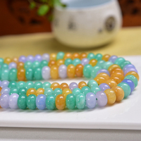 UJBOX Perles rondes en jade couleur bonbon, teintes, plates, en forme de disque, pour la fabrication de bijoux DIY (bracelets, colliers)