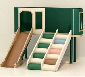 3 trong 1 Montessori tam giác leo núi với đoạn đường nối & trượt, khung gỗ với mềm mat, nhỏ gọn chơi trong nhà Thiết bị cho không gian nhỏ - Product Image 3