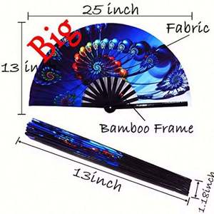 Grand éventail à main pliable de 33 cm pour sublimation, style Kung Fu, avec logo personnalisé et effet lumineux - Product Image 3