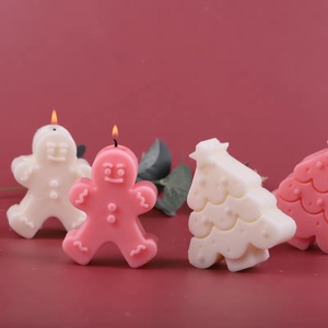 Moldes de Silicona Grandes para Hacer Velas, con Diseño de Hombre de Jengibre y Árbol de Navidad 3D, de Grado Alimenticio, para Manualidades - Product Image 1