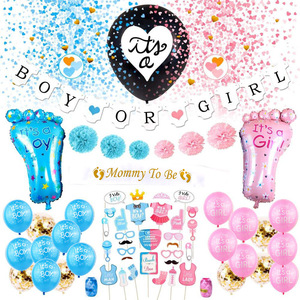 <span class=keywords><strong>Kit</strong></span> de Fournitures Ultime pour Révélation du Sexe du Bébé : Accessoires Photo, Arche de Ballons Bleus et Roses, Bannière en Papier Garçon ou Fille, Ballons pour Baby Shower - Product Image 5