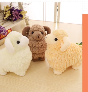 Peluche Mouton Bouclé <span class=keywords><strong>à</strong></span> Grandes Cornes, Jouet en Peluche Doux et Moelleux - Product Image 2