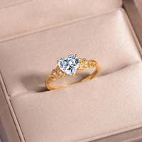 Bague de fiançailles vintage en argent sterling 925 plaqué or 18 carats avec moissanite taille cœur 1,2 CTW et pavé filigrané