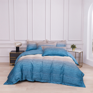 <strong>Ombre</strong> Blue Beige Geometric Textured Cotton <strong>Bedding</strong> Set Luxury Cotton Duvet Cover Printed Quilt Cover Soft Cotton Bed Sheet Set - Product Image 2