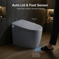 WC intelligent allongé moderne avec bidet électrique sans réservoir, double chasse silencieuse, télécommande, siège chauffant, siphon en S