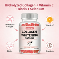Gummies de Collagène Rose Naturel Hydrolysé avec Vitamine C, Biotine et Sélénium pour la Beauté, le Bien-être, les Soins de la Peau et des Ongles