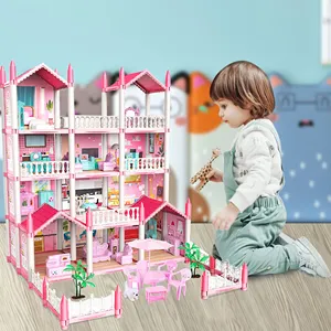 Girl Doll House Toys Assembling Furnitures Educational Children Toys Children's Day Gift Present