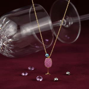 Conception de verre à vin collier à breloques en pierre d'améthyste turc fait à la main vente en gros bijoux pendentif femme en argent Sterling 925 - Product Image 3