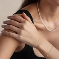 Fabricant de bijoux personnalisés Bague trio de perles en argent 925 plaqué or avec pierre de zircone unique pour cadeau d'anniversaire