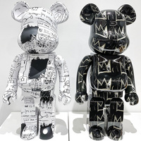Usine Chiaki Ours Violent Noir Or Ours Résine Transparente Plaqué Vert Lac Chiaki DIY Bearbrick 400% Figurines Ours