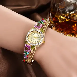 럭셔리 최고 브랜드 팔찌 드레스 여성 시계 라인 석 손목시계 스틸 시계 밴드 여성 시계 Reloj Mujer