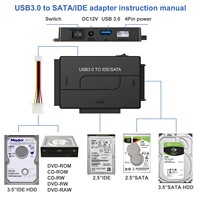 Universal USB 3,0 a SATA 3,5 pulgadas IDE HDD Cable Converter con interruptor de alimentación 12 meses de garantía