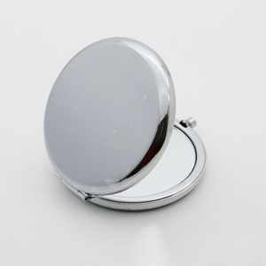 Flip Hand Held Metal Rose Gold Silver Black Round Mirror Custom Engraved Logo