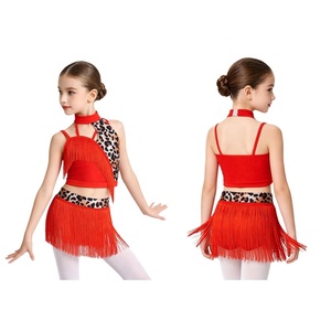 Vestidos de Baile Contemporáneo para Niñas de 6 a 16 Años, Venta al por Mayor, Traje de Baile Latino Estampado con Falda con Flecos, para Tango y Salsa - Product Image 2
