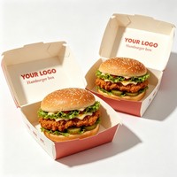 Caja de Embalaje de Alimentos de Primera Calidad para Comida Rápida, Caja de Papel Kraft para Llevar Hamburguesas, Pollo Frito, Pizza, Hamburguesas, con Tapa Abatible
