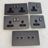 Interrupteur à bascule rétro en acier inoxydable à double pôle avec variateur USB-C 250V 1/2/3 postes 2 voies 10A/20A Courant max. Norme britannique
