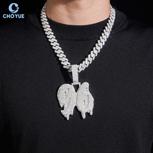 Colgante Personalizado con Número, Diseño Helado, Totalmente en Moissanita, Plata de Ley 925, Chapado en Oro, Moissanita VVS, Joyería Hip Hop - Product Image 6