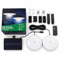 Lámpara Colgante Solar Inteligente de 20W con Doble Lámpara, ABS, 3 Modos, Cable de 3M y Batería de 2400mAh para Jardín